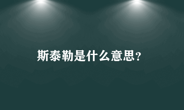 斯泰勒是什么意思？