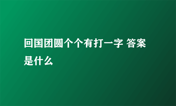 回国团圆个个有打一字 答案是什么