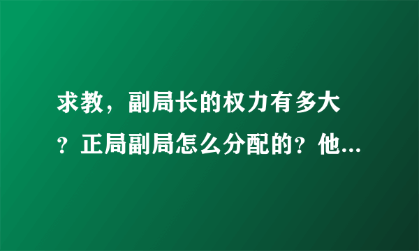 求教，副局长的权力有多大 ？正局副局怎么分配的？他俩啥关系？举个例子 ，