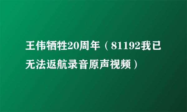 王伟牺牲20周年（81192我已无法返航录音原声视频）