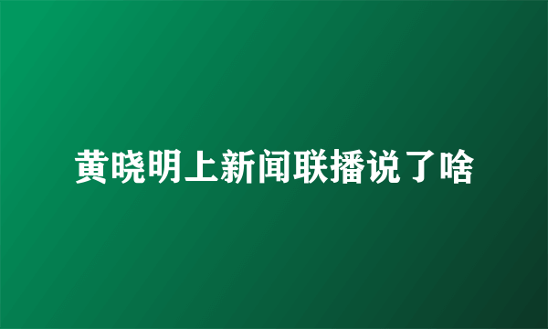 黄晓明上新闻联播说了啥