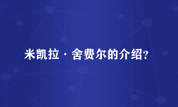 米凯拉·舍费尔的介绍？