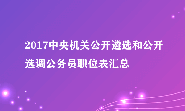 2017中央机关公开遴选和公开选调公务员职位表汇总