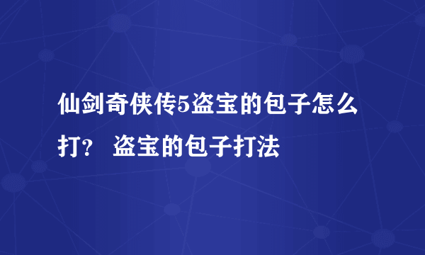 仙剑奇侠传5盗宝的包子怎么打？ 盗宝的包子打法