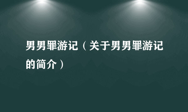 男男罪游记（关于男男罪游记的简介）