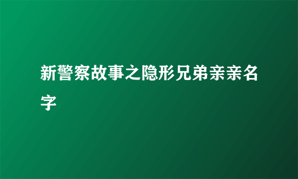 新警察故事之隐形兄弟亲亲名字