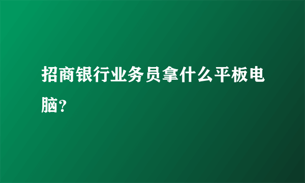 招商银行业务员拿什么平板电脑？