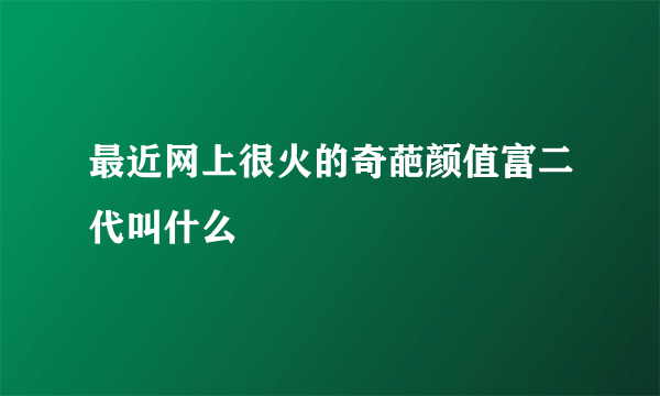 最近网上很火的奇葩颜值富二代叫什么