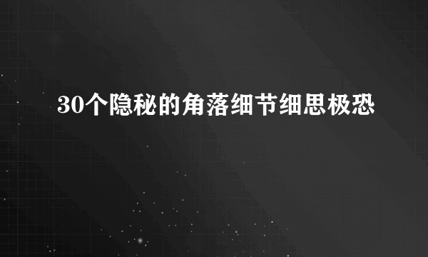 30个隐秘的角落细节细思极恐