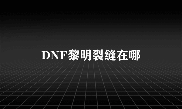 DNF黎明裂缝在哪