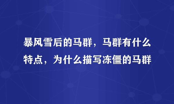 暴风雪后的马群，马群有什么特点，为什么描写冻僵的马群