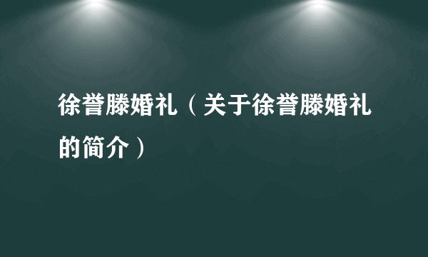 徐誉滕婚礼（关于徐誉滕婚礼的简介）