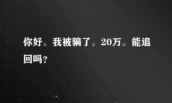 你好。我被骗了。20万。能追回吗？