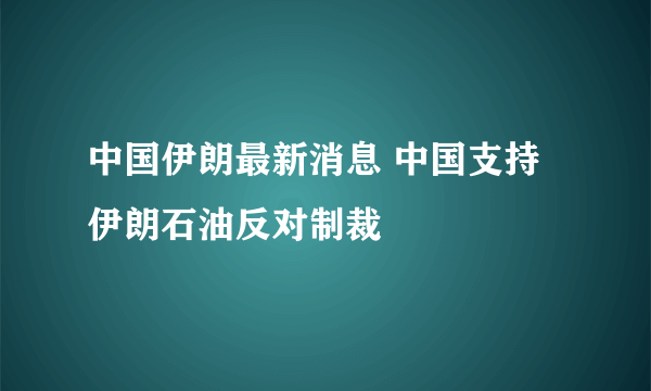 中国伊朗最新消息 中国支持伊朗石油反对制裁