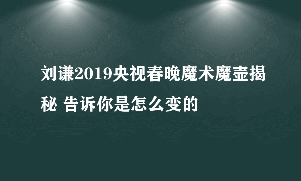 刘谦2019央视春晚魔术魔壶揭秘 告诉你是怎么变的