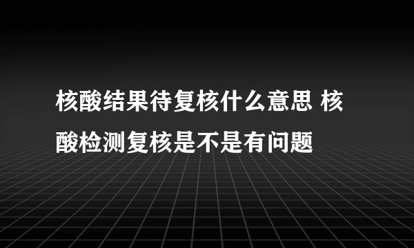 核酸结果待复核什么意思 核酸检测复核是不是有问题