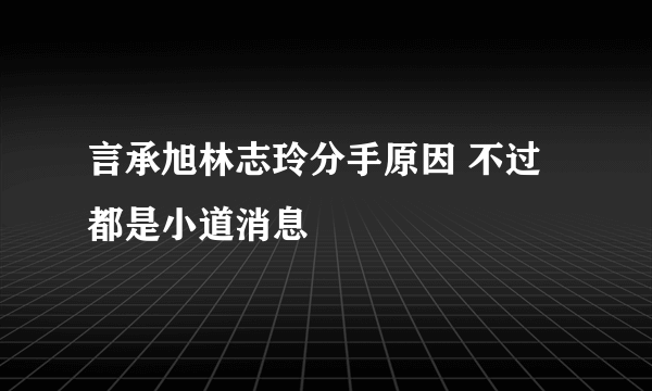 言承旭林志玲分手原因 不过都是小道消息