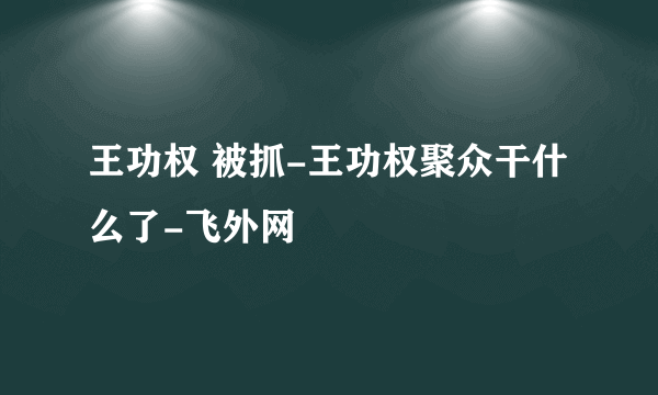 王功权 被抓-王功权聚众干什么了-飞外网