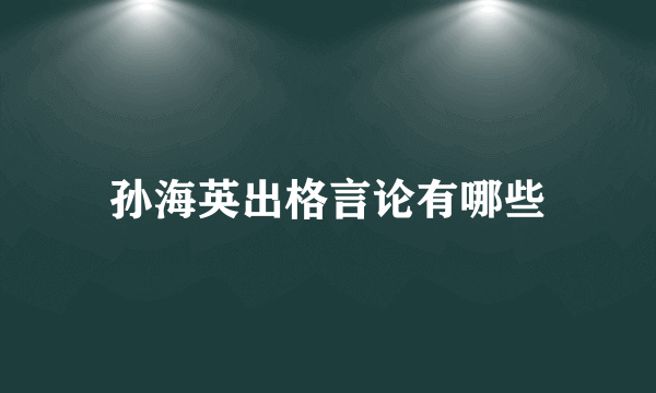 孙海英出格言论有哪些