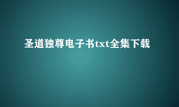 圣道独尊电子书txt全集下载