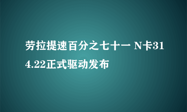 劳拉提速百分之七十一 N卡314.22正式驱动发布