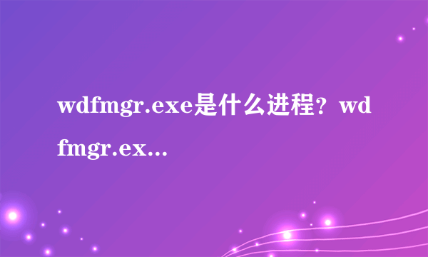 wdfmgr.exe是什么进程？wdfmgr.exe是病毒吗？