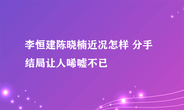 李恒建陈晓楠近况怎样 分手结局让人唏嘘不已