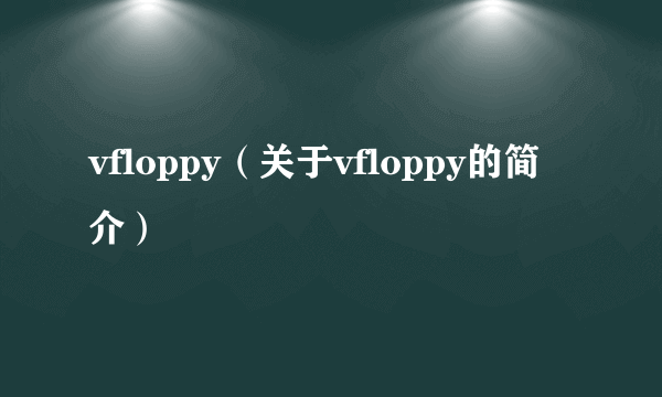 vfloppy（关于vfloppy的简介）