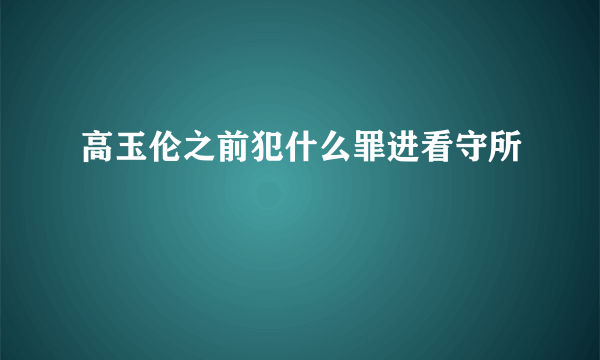 高玉伦之前犯什么罪进看守所