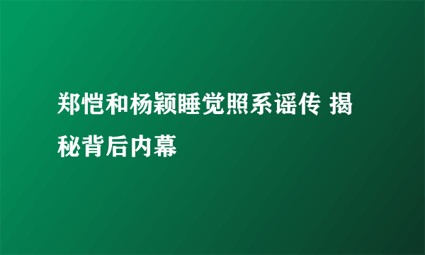 郑恺和杨颖睡觉照系谣传 揭秘背后内幕