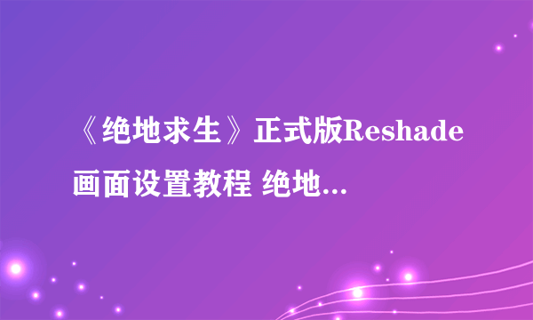 《绝地求生》正式版Reshade画面设置教程 绝地求生正式版Reshade怎么用