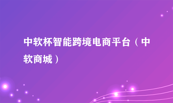 中软杯智能跨境电商平台（中软商城）