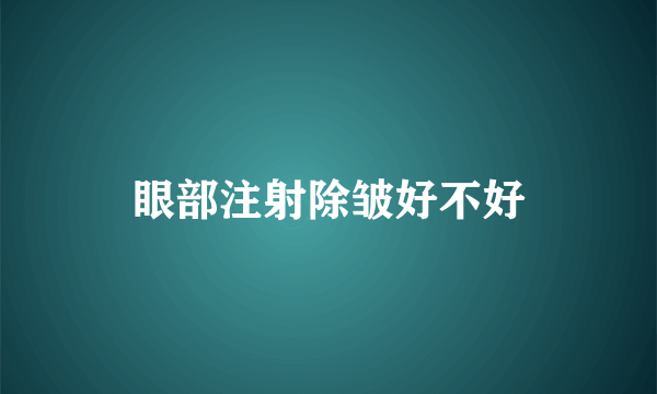 眼部注射除皱好不好