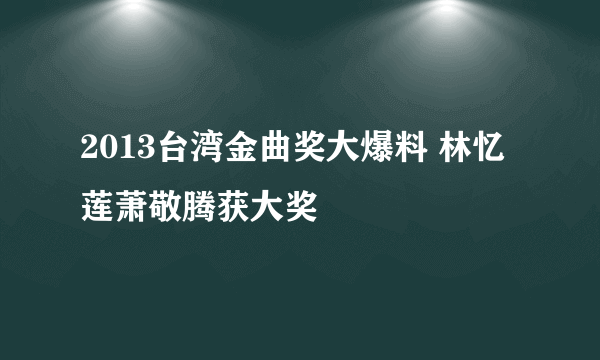 2013台湾金曲奖大爆料 林忆莲萧敬腾获大奖