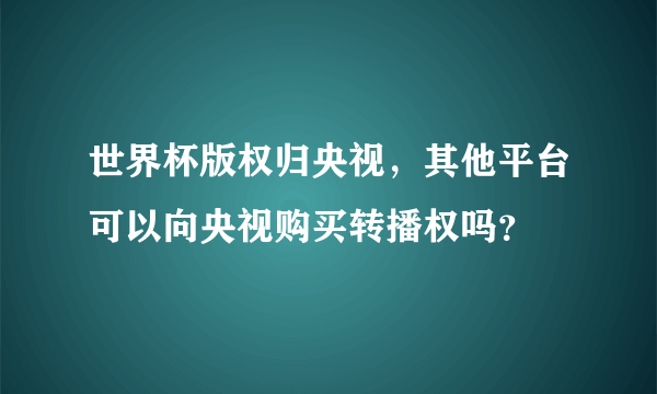 世界杯版权归央视，其他平台可以向央视购买转播权吗？