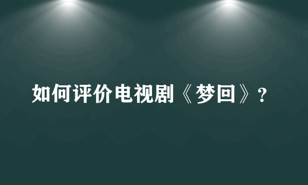 如何评价电视剧《梦回》？