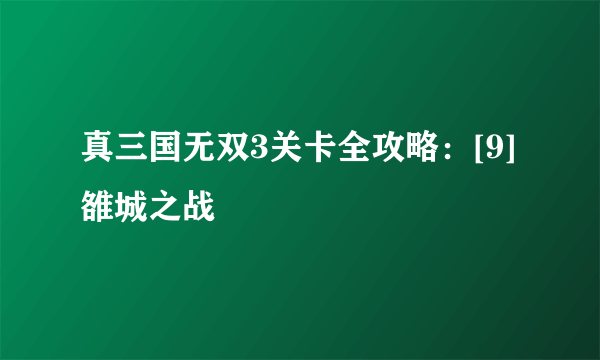 真三国无双3关卡全攻略：[9]雒城之战