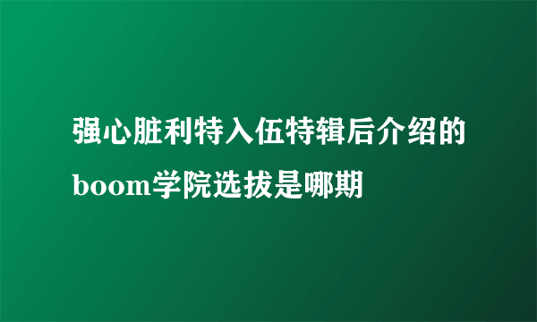 强心脏利特入伍特辑后介绍的boom学院选拔是哪期