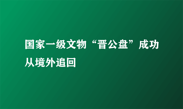 国家一级文物“晋公盘”成功从境外追回