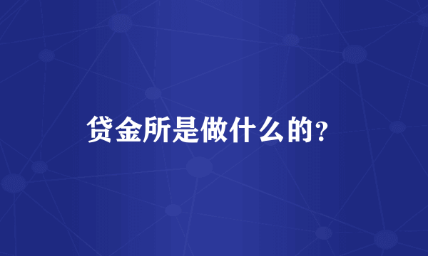 贷金所是做什么的？