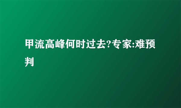 甲流高峰何时过去?专家:难预判