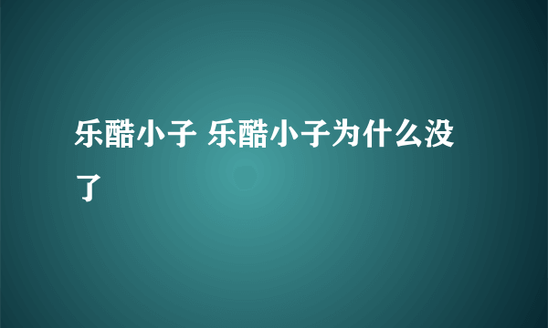 乐酷小子 乐酷小子为什么没了