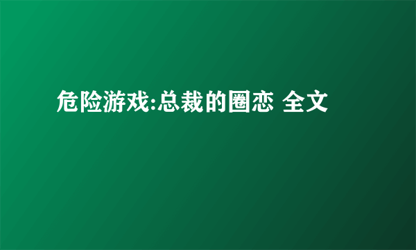 危险游戏:总裁的圈恋 全文