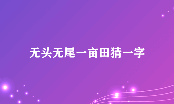 无头无尾一亩田猜一字