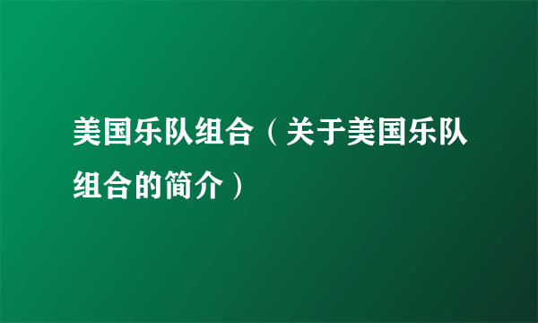 美国乐队组合（关于美国乐队组合的简介）