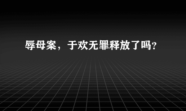 辱母案，于欢无罪释放了吗？