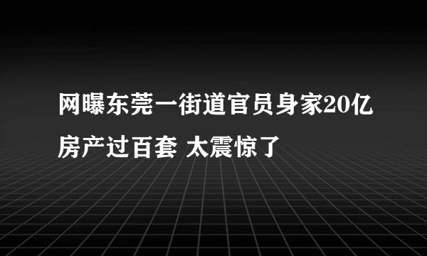 网曝东莞一街道官员身家20亿房产过百套 太震惊了