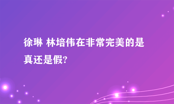 徐琳 林培伟在非常完美的是真还是假?