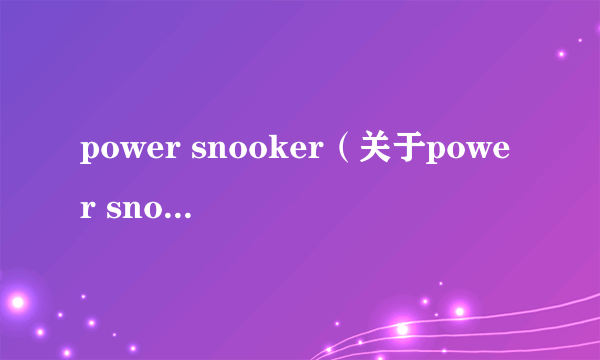 power snooker（关于power snooker的介绍）