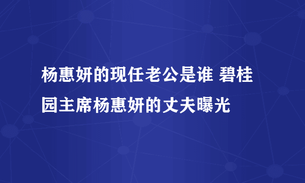 杨惠妍的现任老公是谁 碧桂园主席杨惠妍的丈夫曝光